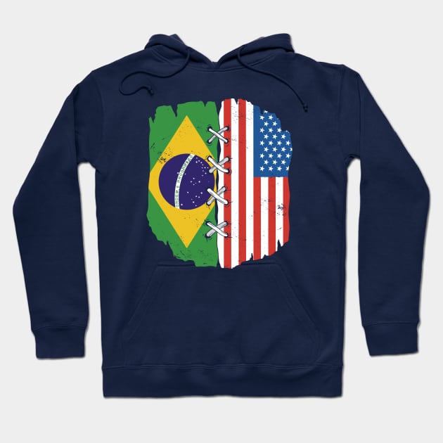 Proud Brazilian American Heritage // Brazil & USA Flags Hoodie by Now Boarding